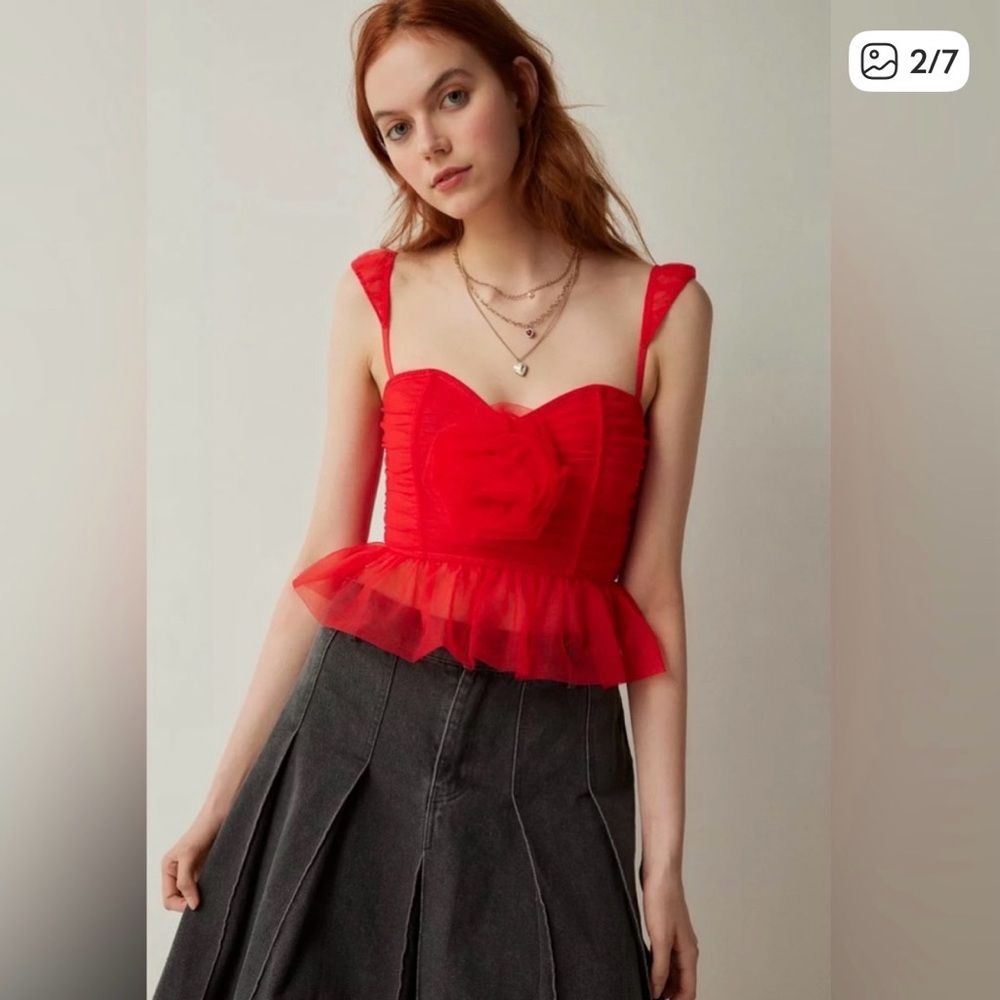 Urban Outfitters Red Peplum Blouse